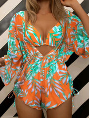 Avery Orange Leaves Print 3 Pieces Set