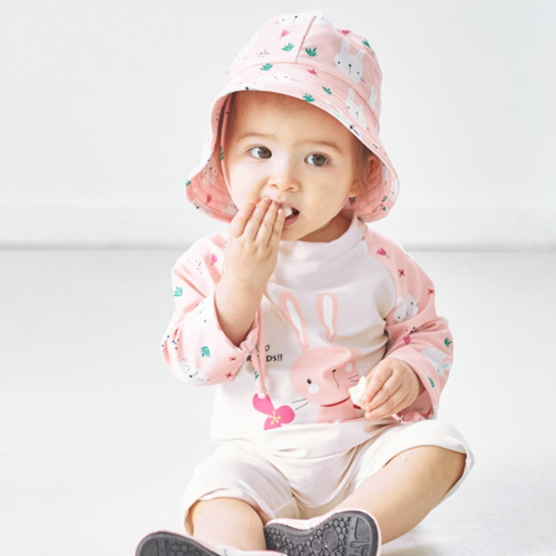 Pink Bunny Swimsuit Set with Hat