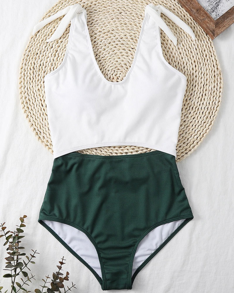 Isabela White and Green Monokini