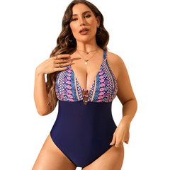 Ariana Dark Blue V Neck One Piece