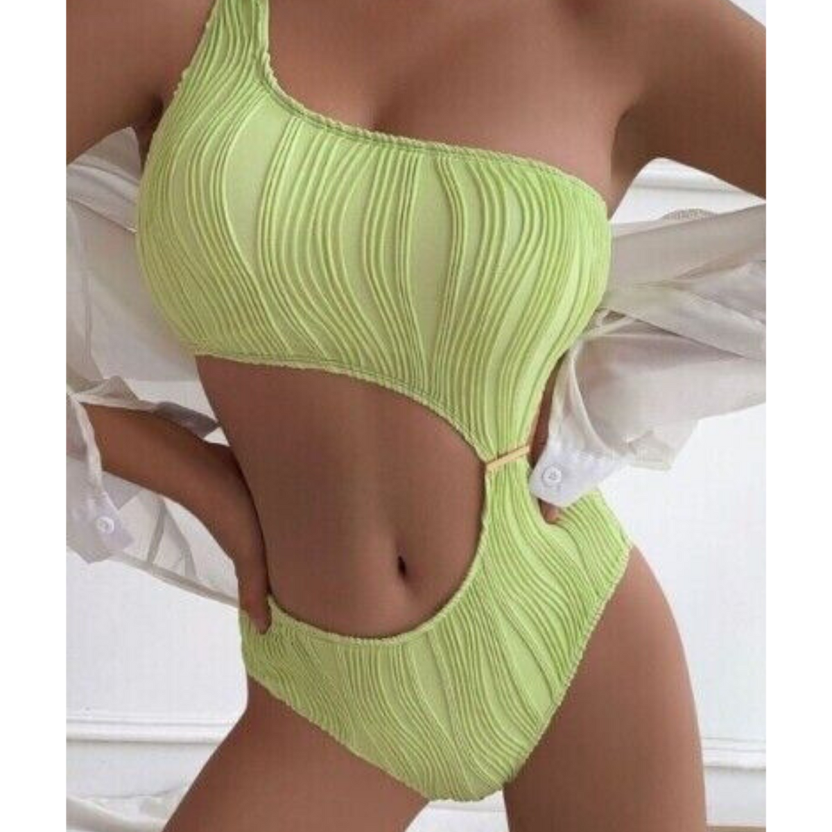 Inaya Green One Shoulder Monokini