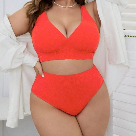 Hana Two Piece Bikini Halter Plus Size Red