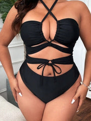 Malaya Monokini Halter Plus Size Black