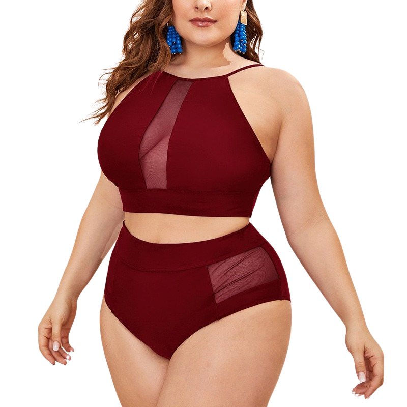 Alice Mesh Two Pieces Burgundy Red