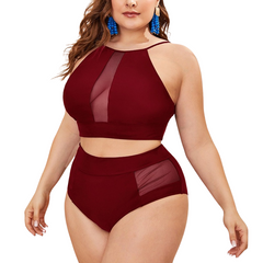 Alice Mesh Two Pieces Burgundy Red