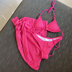 Zainab 3 Pieces Bikini Pink with Skirt Cover-Up