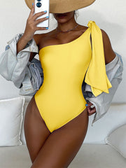 Blossom Yellow One Shoulder One Piece