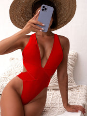Amber Backless One Piece Swimsuit Red
