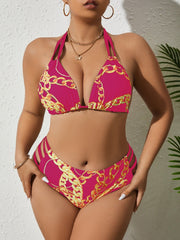 Dominique Gold Chain Pattern Bikini Pink