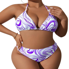 Alyssa 3 piece set Marble Print White and Purple