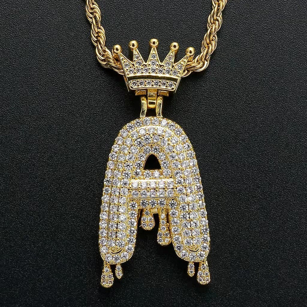 Gold Drip Letter Pendant