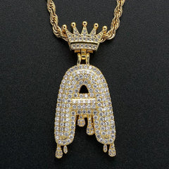 Gold Drip Letter Pendant