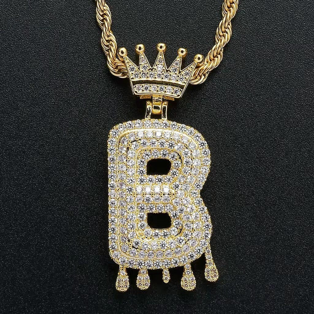 Gold Drip Letter Pendant