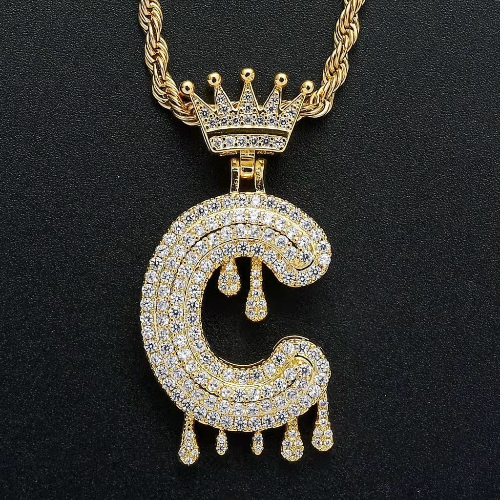 Gold Drip Letter Pendant