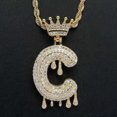 Gold Drip Letter Pendant