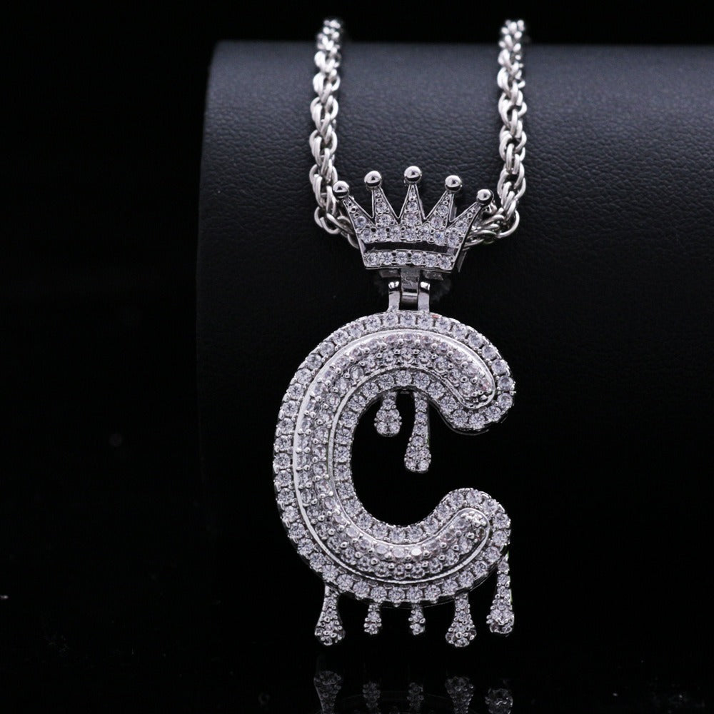 Silver Drip Letter Pendant