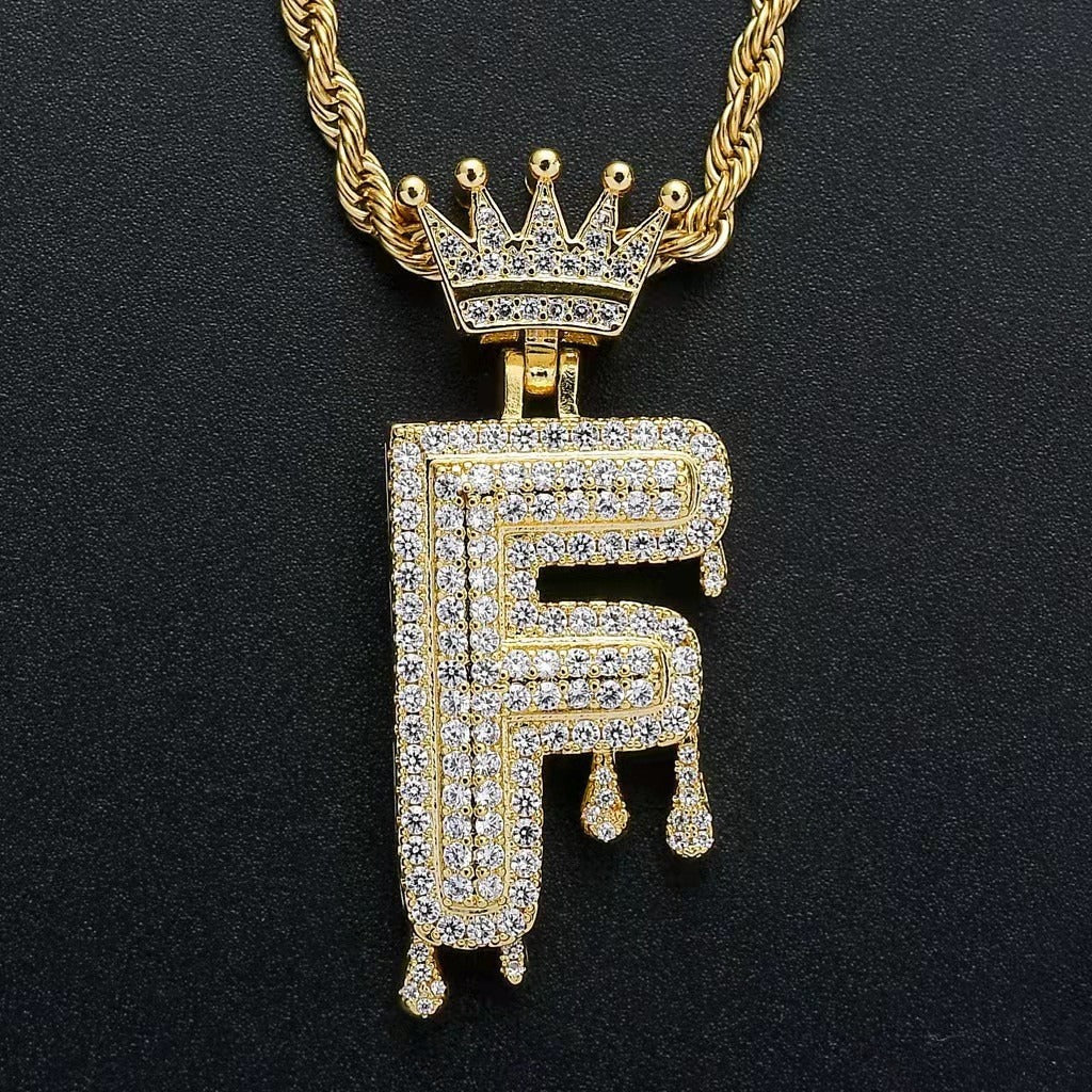 Gold Drip Letter Pendant