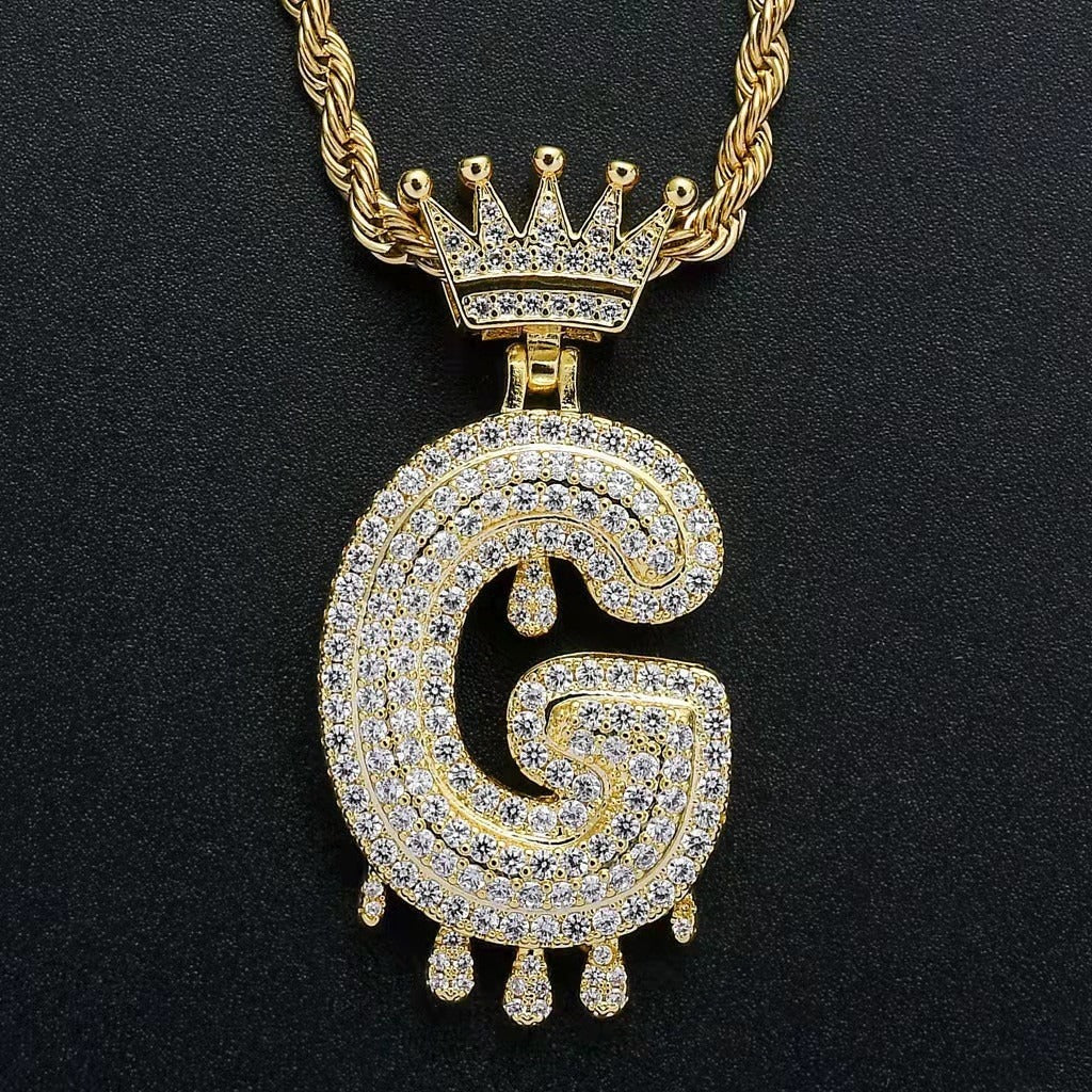 Gold Drip Letter Pendant