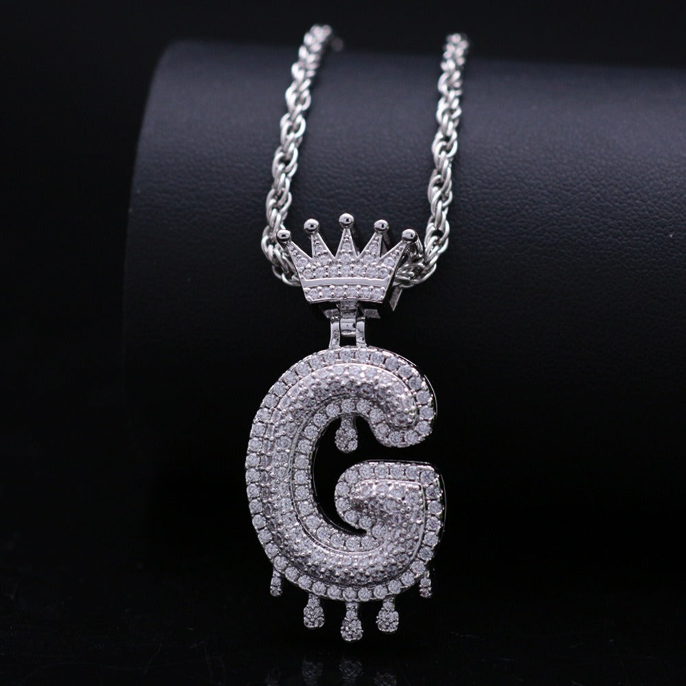 Silver Drip Letter Pendant