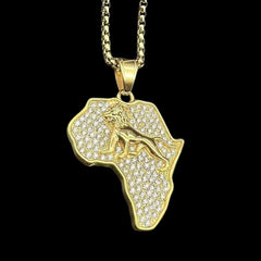 Gold Africa Lion Pendant