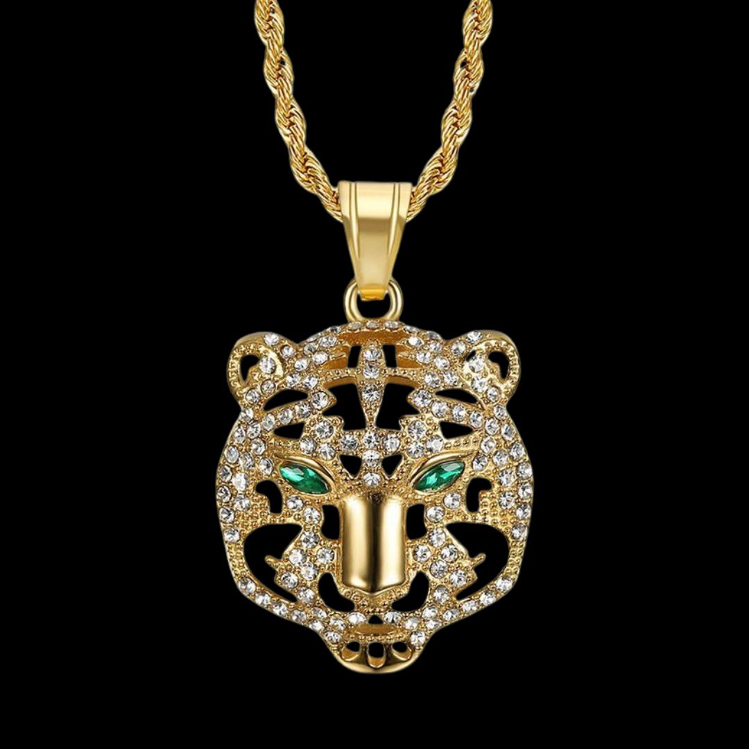 Gold Panda Green Eyes Pendant