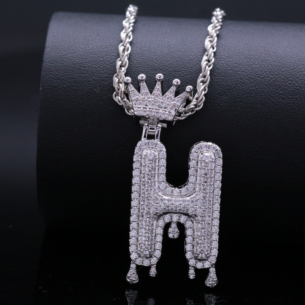 Silver Drip Letter Pendant