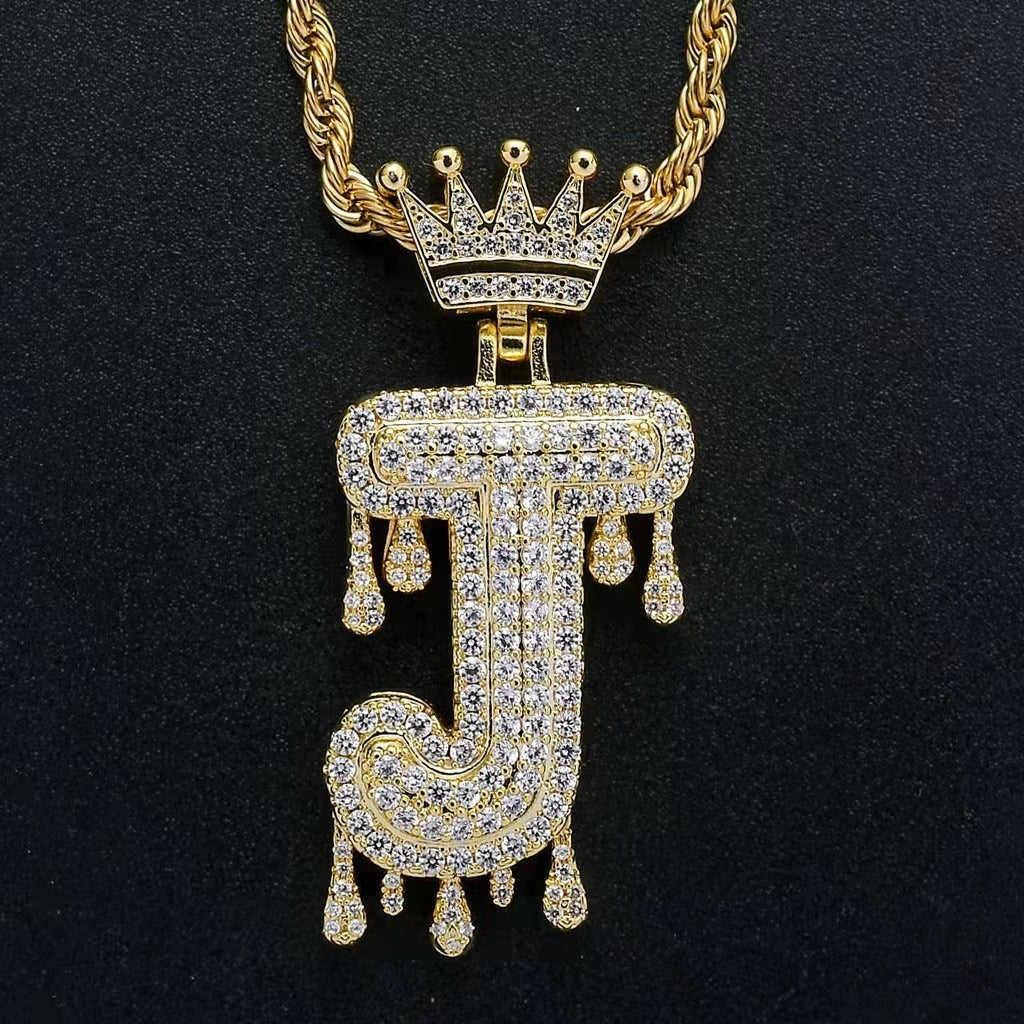 Gold Drip Letter Pendant