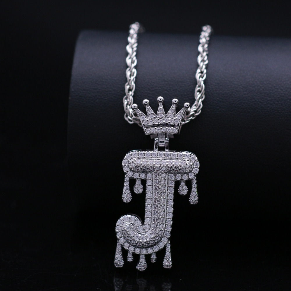 Silver Drip Letter Pendant