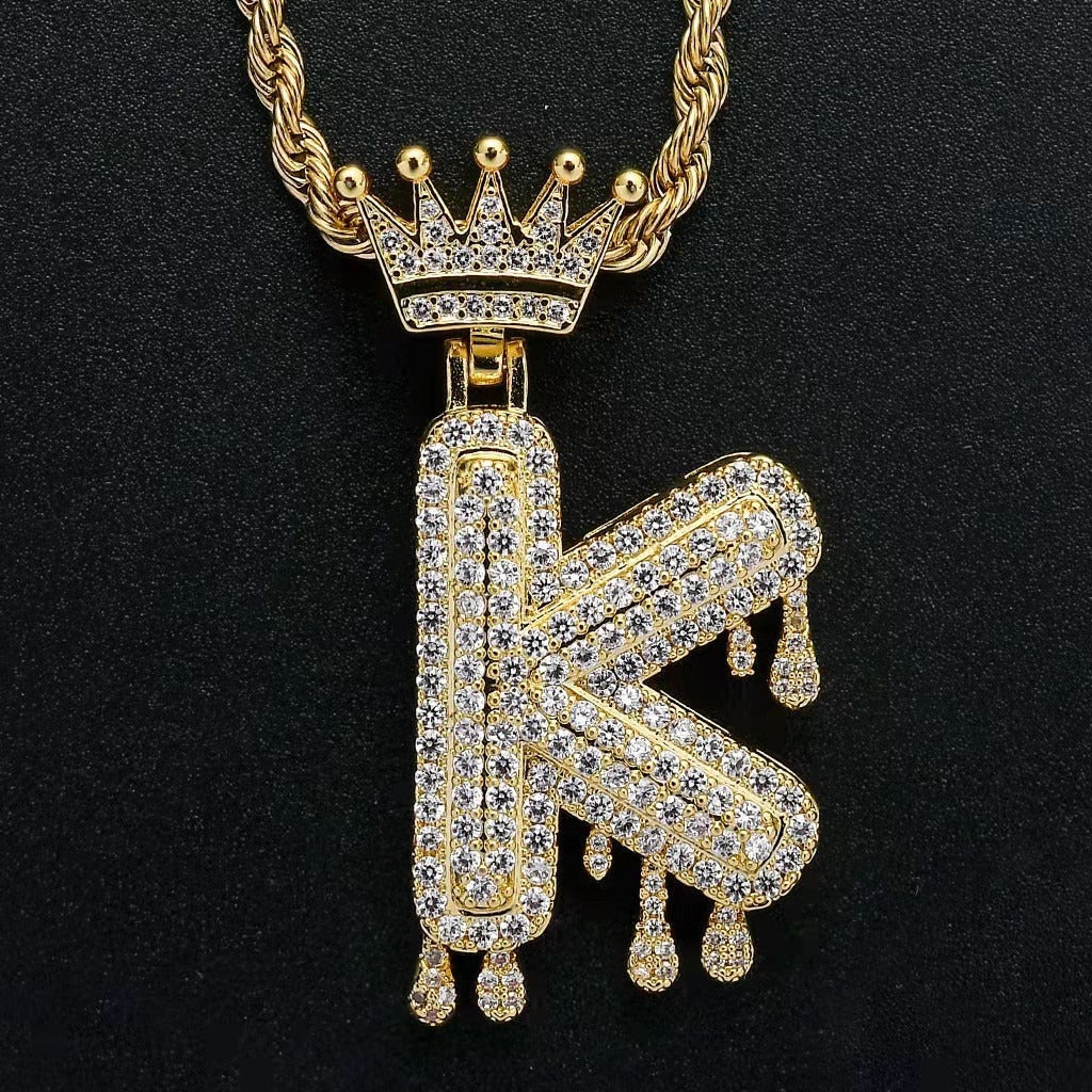 Gold Drip Letter Pendant