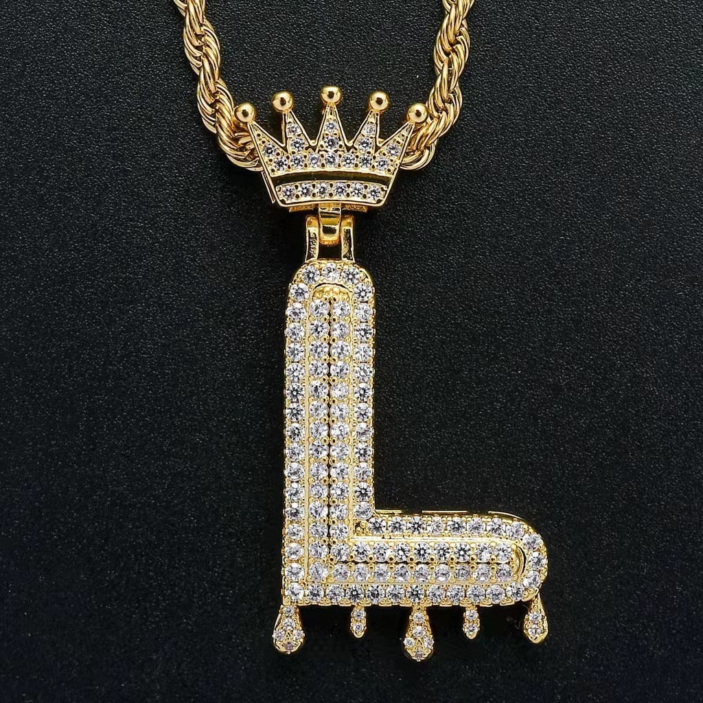 Gold Drip Letter Pendant
