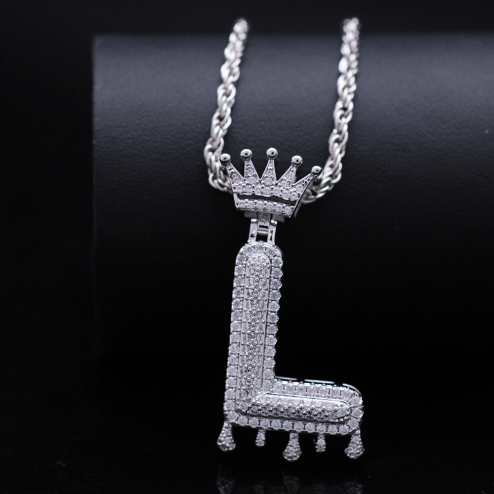 Silver Drip Letter Pendant