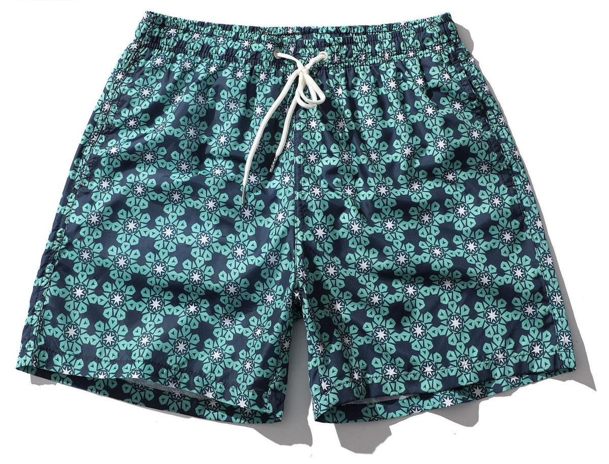 Men's Short Floral Pattern Blue