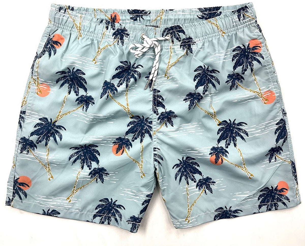 Men's Short Tropical Pattern Light Blue