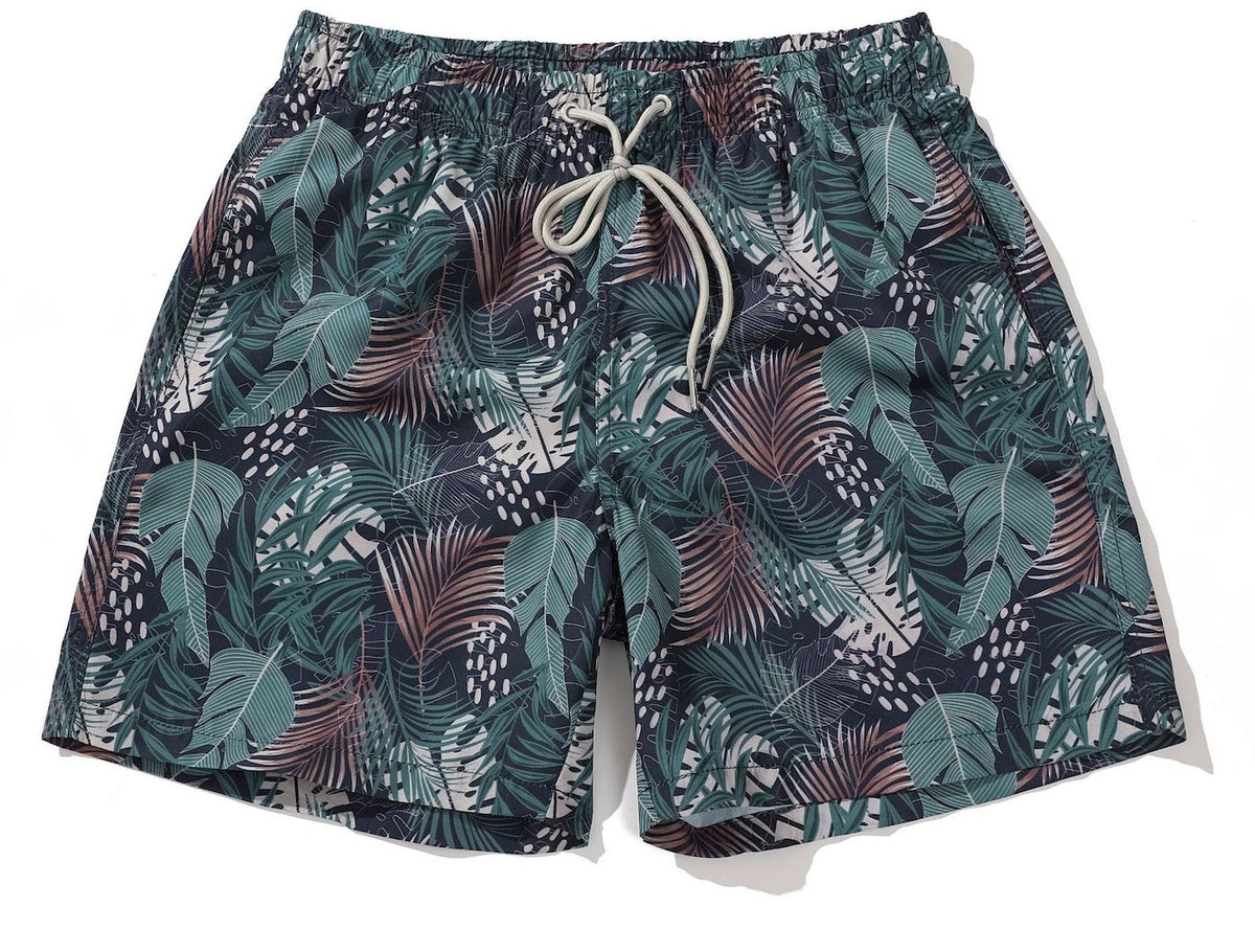 Men's Short Leaves Pattern Dark Green
