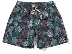 Men's Short Leaves Pattern Dark Green
