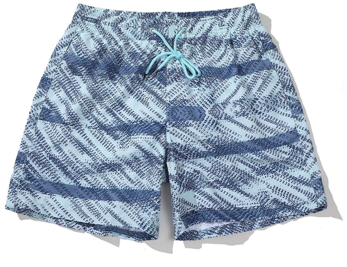 Men's Short Abstract Pattern Light Blue