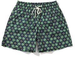 Men's Short Abstract Pattern Dark Blue Green