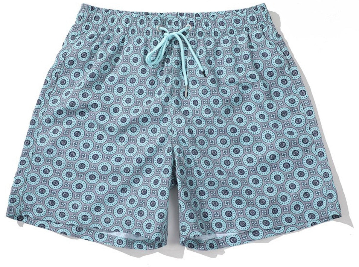 Men's Short Abstract Pattern Sky Blue