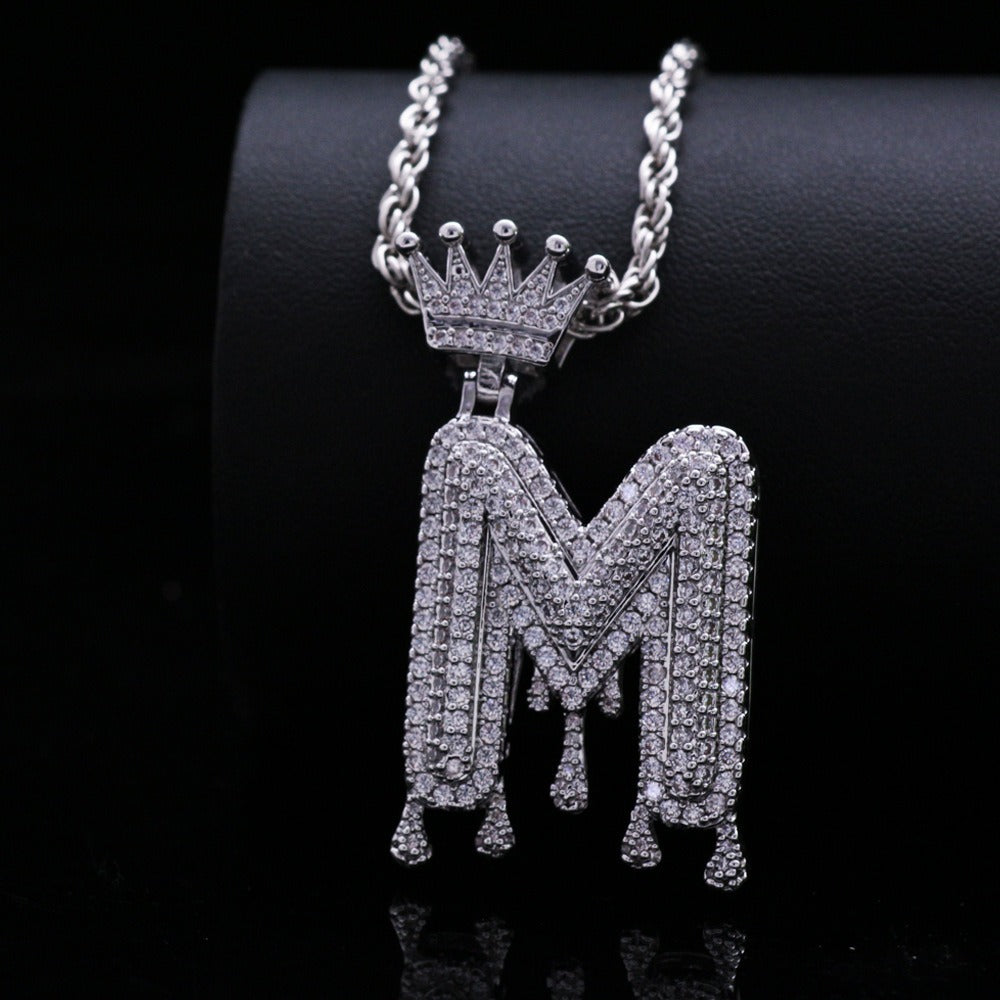 Silver Drip Letter Pendant