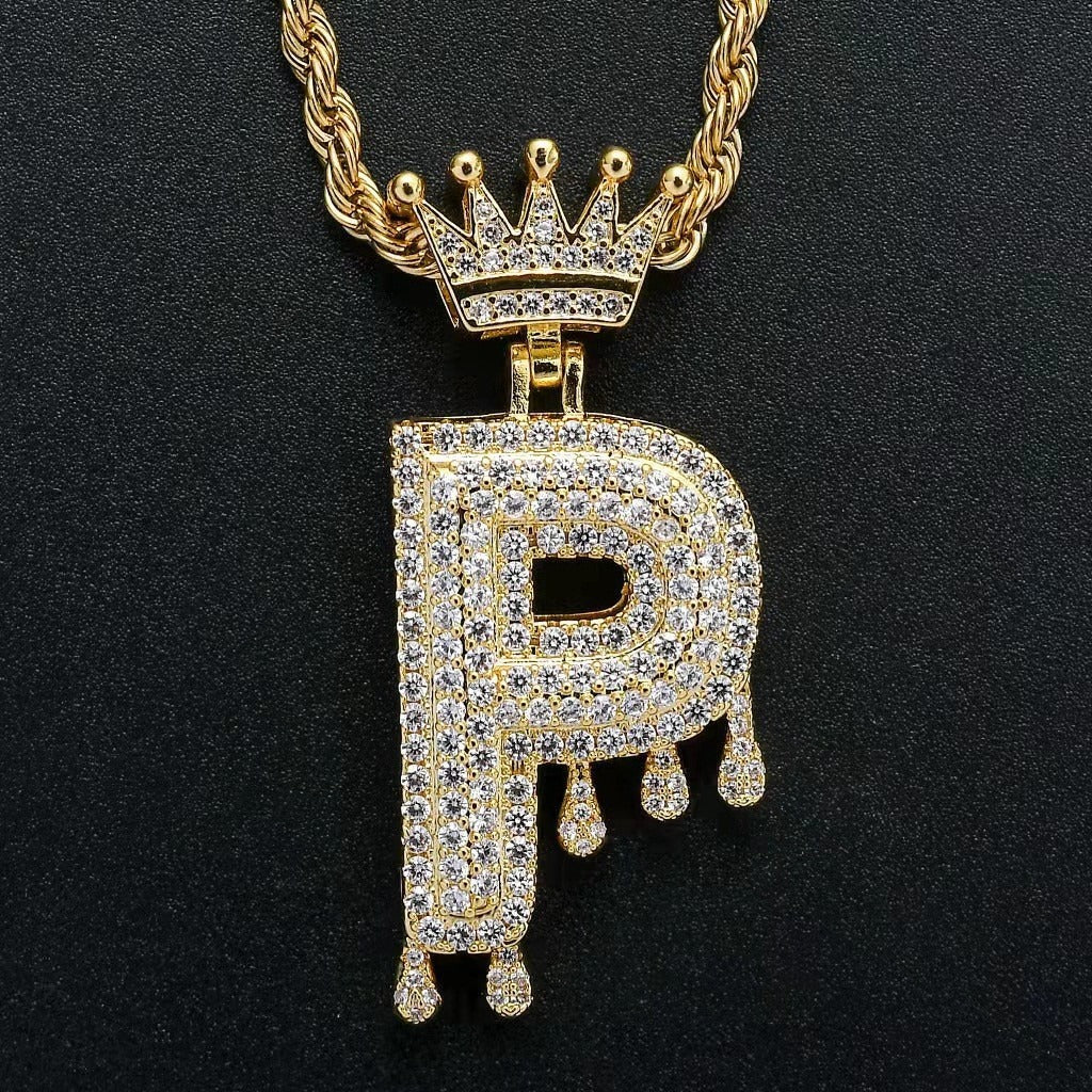Gold Drip Letter Pendant