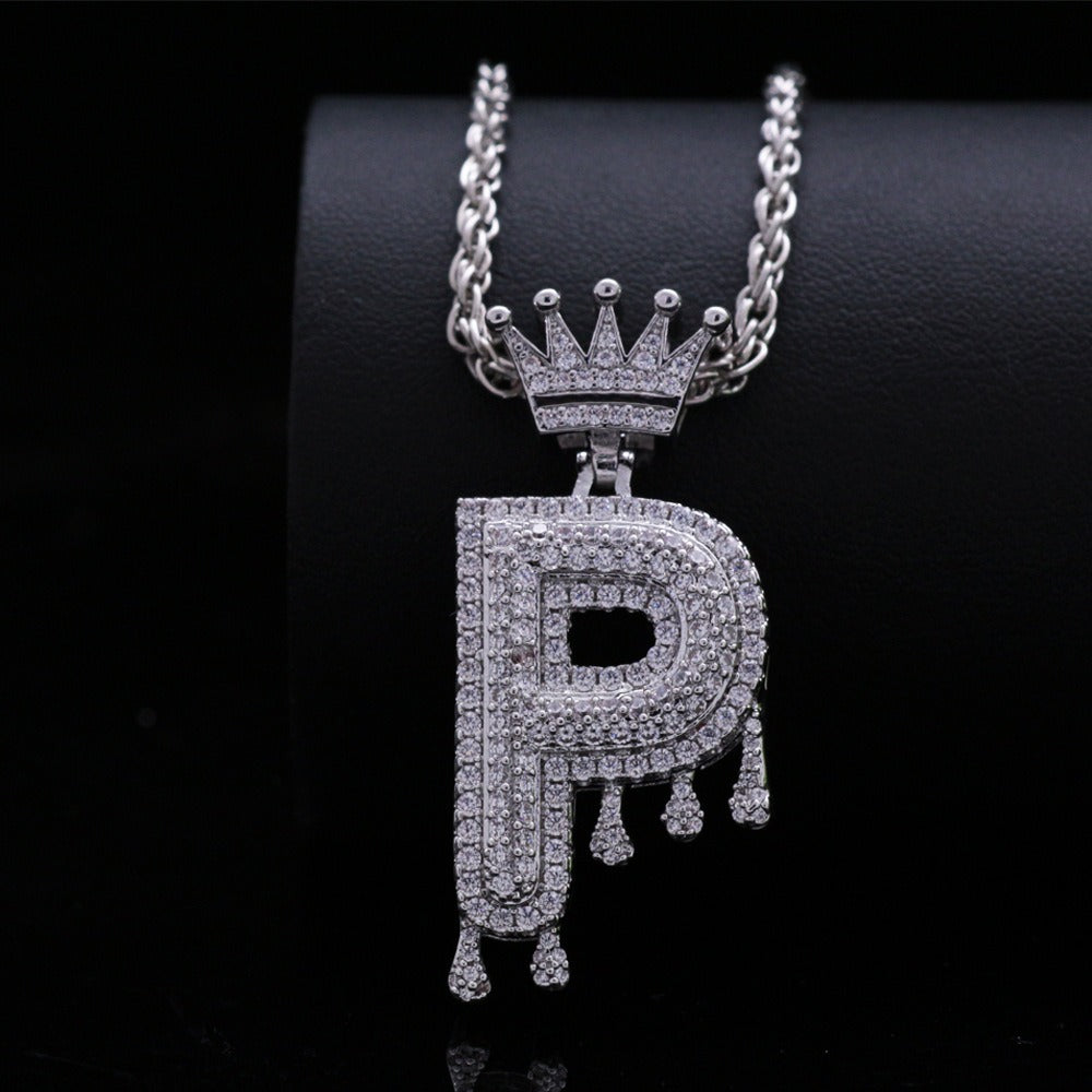 Silver Drip Letter Pendant