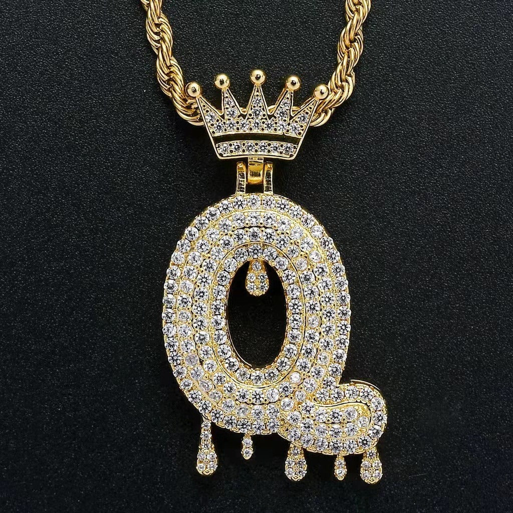 Gold Drip Letter Pendant