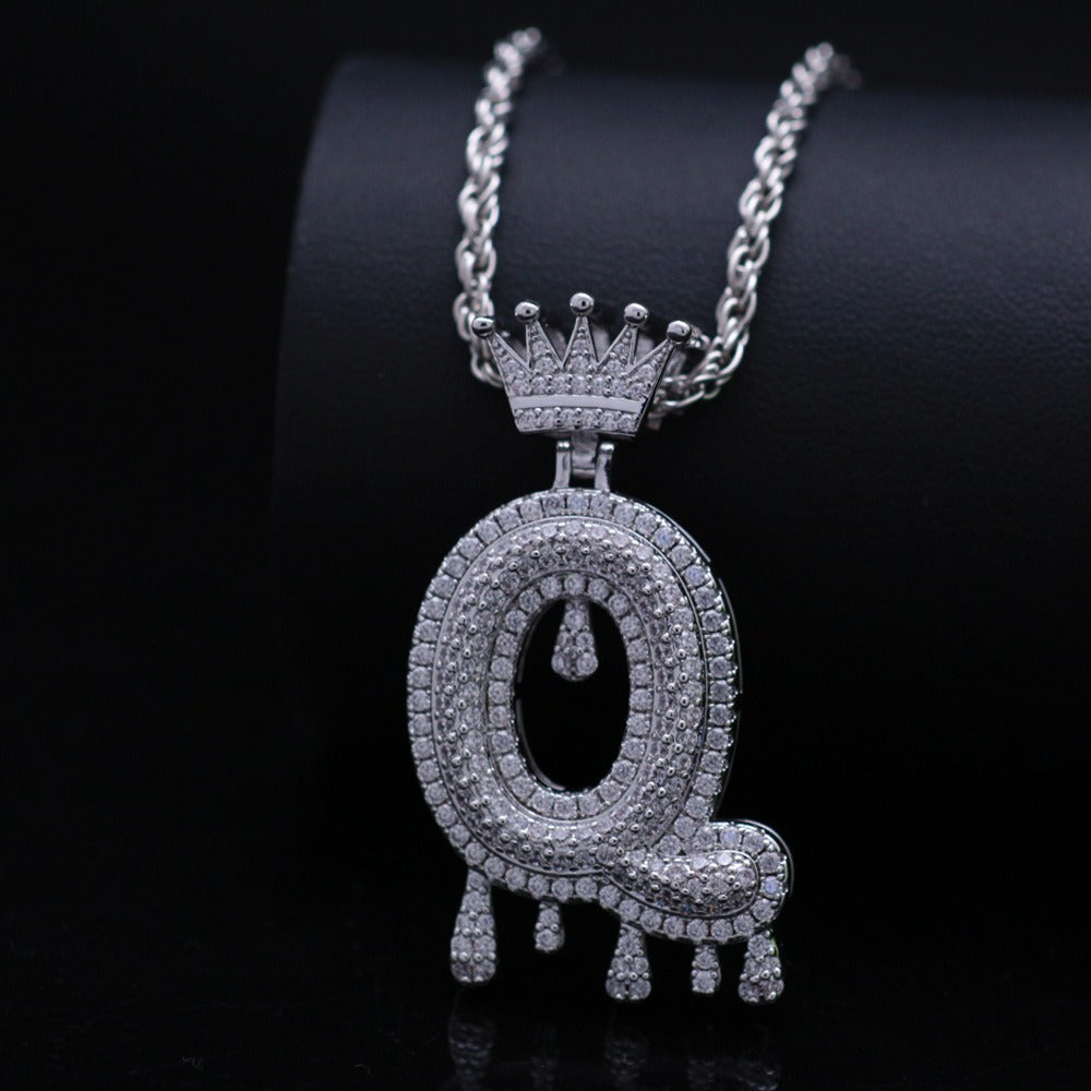 Silver Drip Letter Pendant