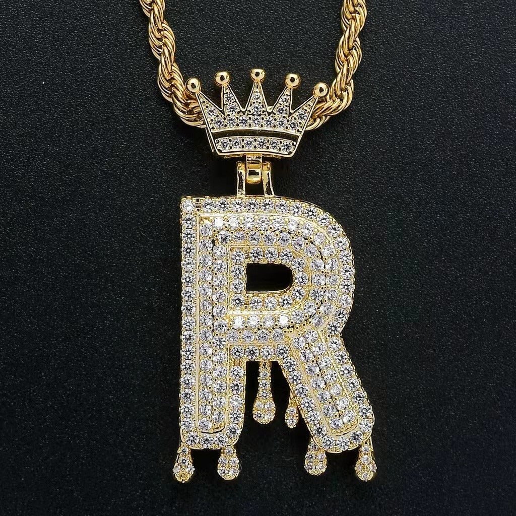 Gold Drip Letter Pendant