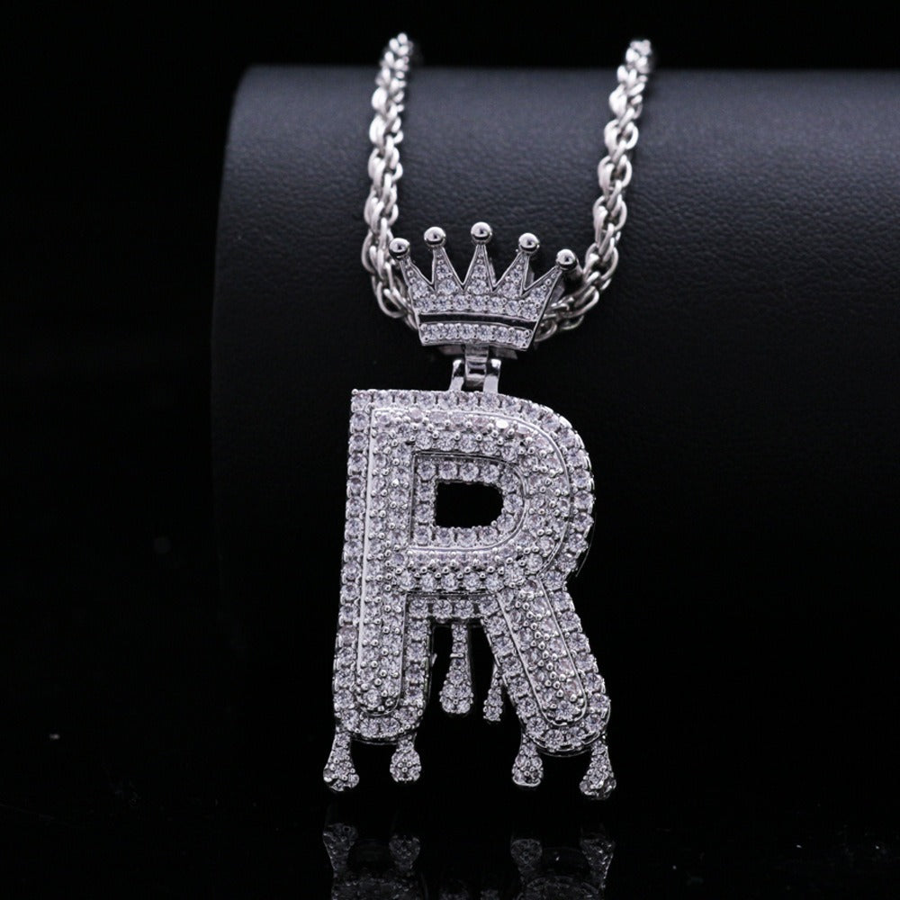 Silver Drip Letter Pendant