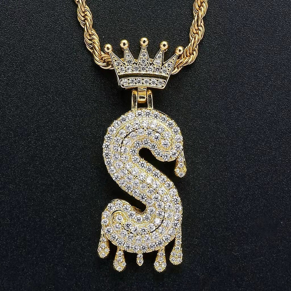 Gold Drip Letter Pendant