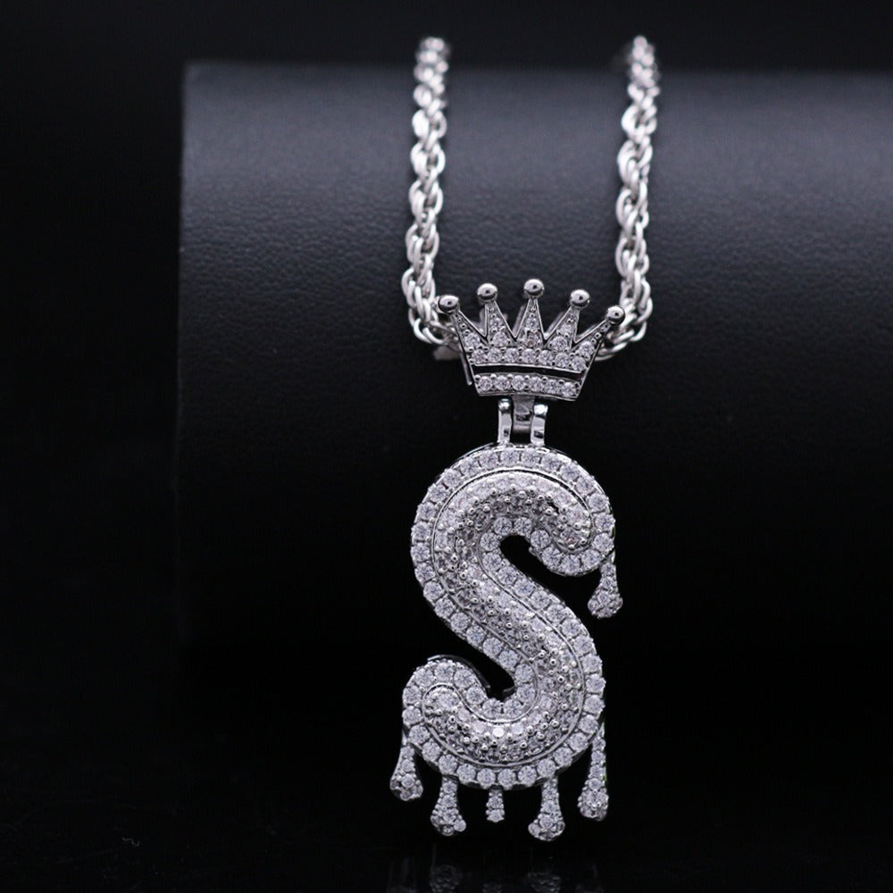 Silver Drip Letter Pendant