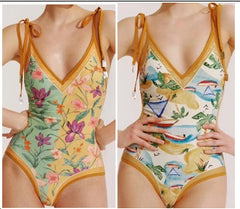 Aurelia Yellow Floral 2-Sided One Piece