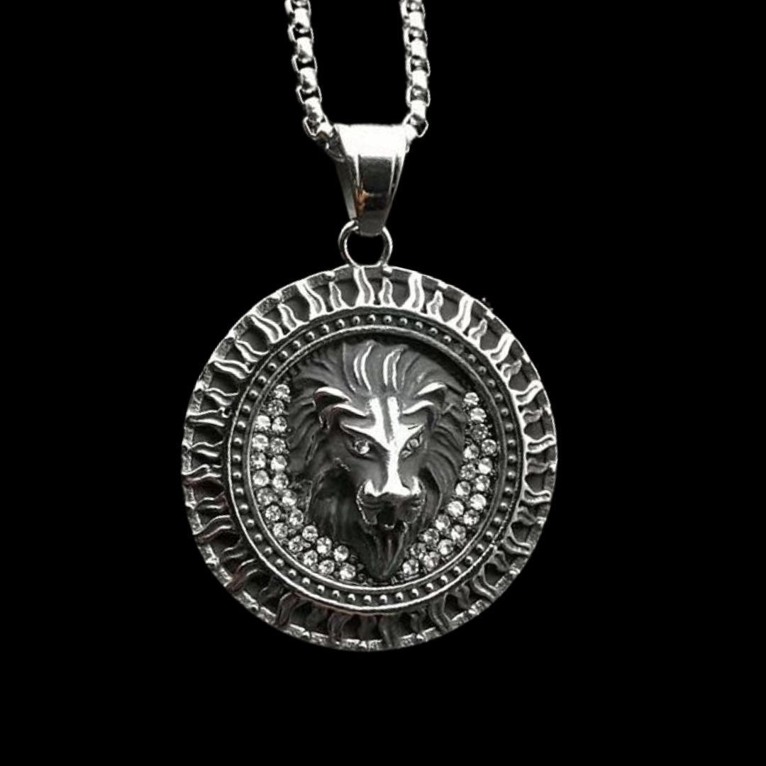 Silver Lion Head Pendant