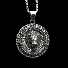 Silver Lion Head Pendant